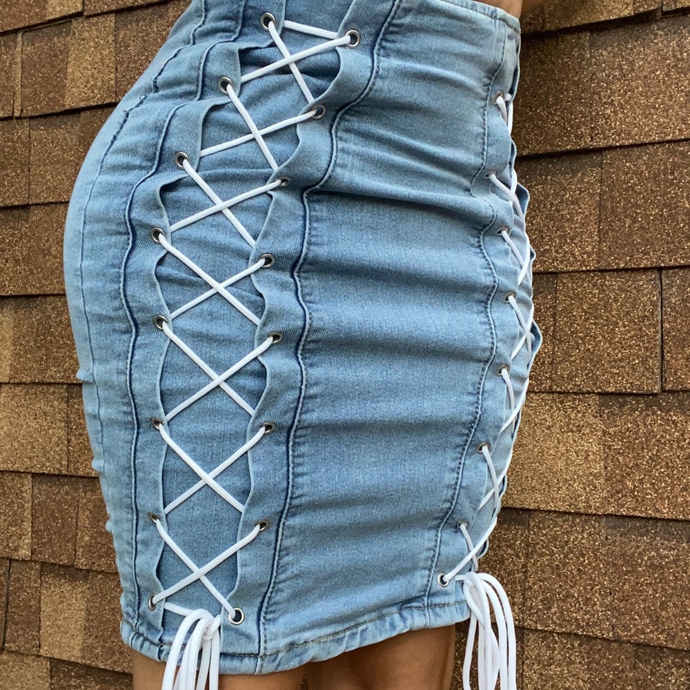 SHEIN Jean lace up skirt